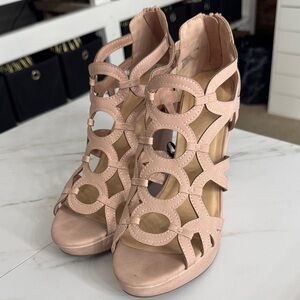 Jasmine Blush Pink Wedge Sandals